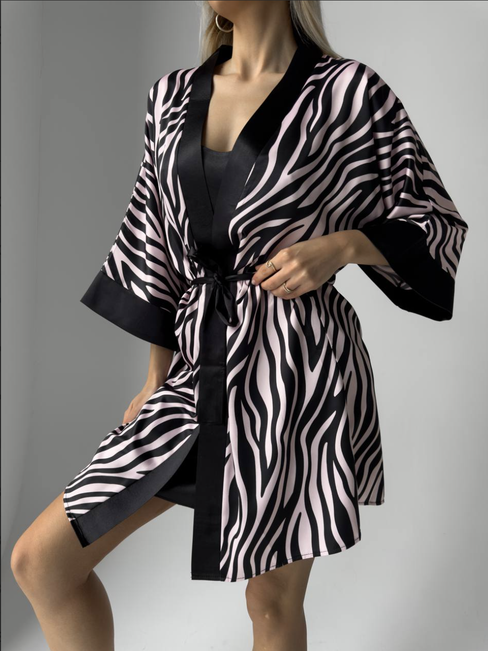 Zebra Desenli Kimono Takımı